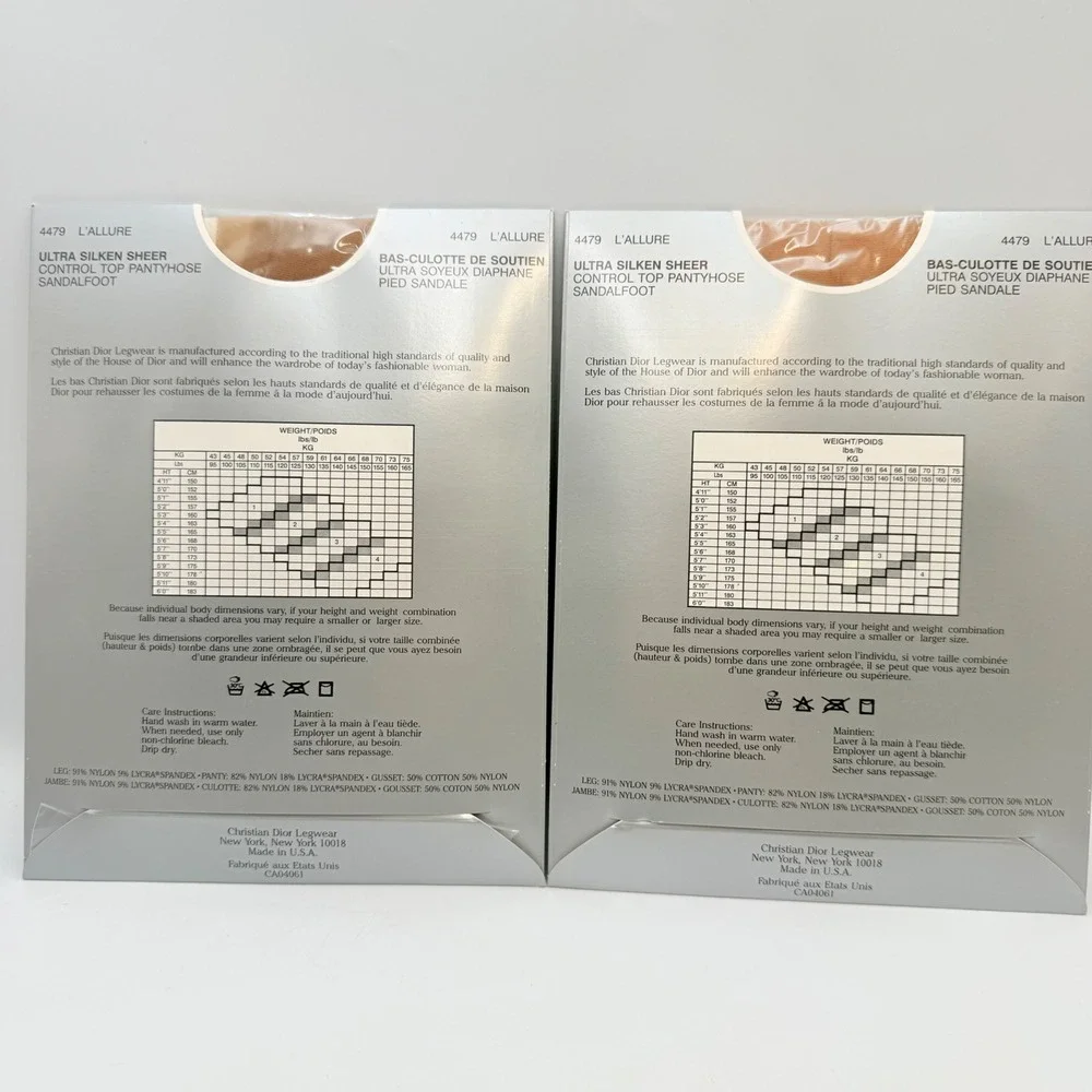 Christian Dior 2pk L'Allure Ultra Silken Sheer Control Top Pantyhose Oatmeal